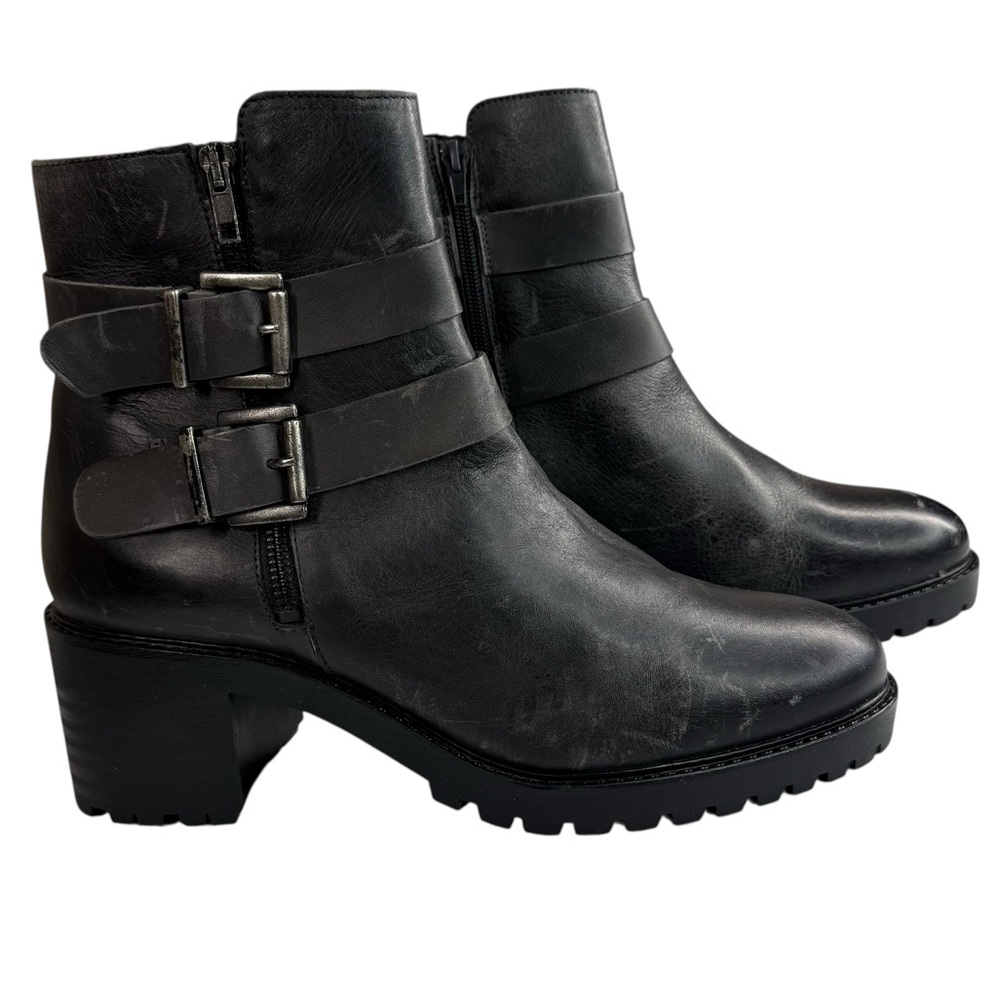 Eric Michael Black Leather Double Buckle Lug Sole Ankle Boots EU 41 - Picture 4 of 15